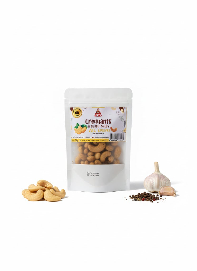 Croquants de Cajou Salés au Ail et Poivre – Aliki